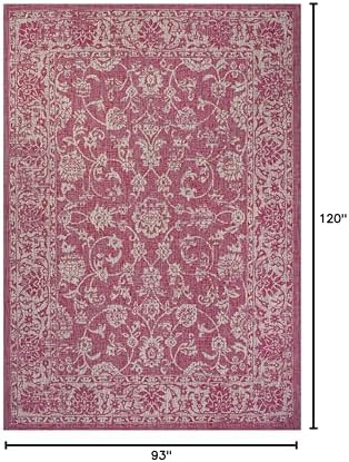 JONATHAN Y Weave Floral Indoor Outdoor Area Rug 8X10 Fuchsia/Light Gray, Tela Bohemian Textured for Backyard, Patio, Porch, Easy-Cleaning, High Traffic, Pet-Friendly, Non-Shedding (SMB100G-8) - Image 2