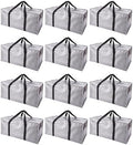 PANDA JOYS Extra Large Moving Bags with Zippers & Carrying Handles, Heavy-Duty Storage Tote for Space Saving Moving Storage, Fold Flat, Alternative to Box and Bin - 12 Pack, Silver by PANDA+JOYS