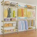 Timate F3 Garment Rack Heavy Duty Clothes Rack for Hanging Clothes, Expandable Industrial Pipe Wall Mounted Clothing Rack, Adjustable Storage Wardrobe Closets Kit Walk in Closet Systems, Gold by SturdyWallMountedClothesRack