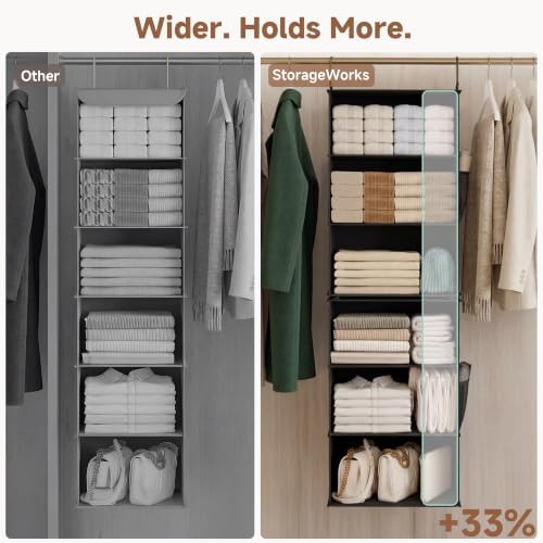 StorageWorks Hanging Closet Organizer, 6-Shelf with 2-in-1 Design, Ivory - Image 7