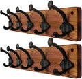 WEBI Rustic Coat Rack Wall Mount,5 Cast Iron Coat Hooks Wall Mounted,Heavy Duty Antique Vintage Hooks for Hanging Coats,Jacket,Clothes,Brown,2 Packs by WEBI