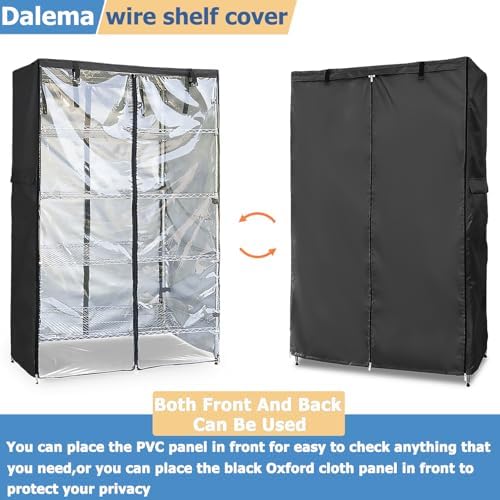Waterproof Shelf Cover,Outdoor 600D Heavy Duty Dustproof Storage Shelves Cover,60''x18''x72'' Shelf Covers for Wire Shelving with Zippers,Storage Rack Covers with Clear Front - Image 7