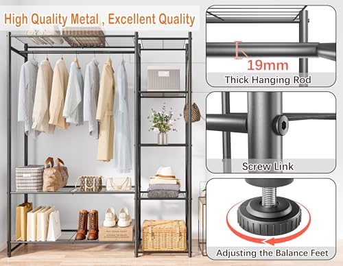 HOMIDEC Wardrobe Closet,Portable Clothes Rack with 4 Tiers Shelves - Image 4