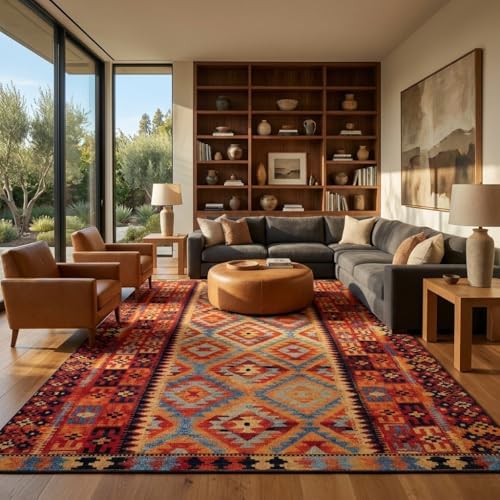 Unique Loom Outdoor Tribal Collection Area Rug - Tortuguero (10' x 12' Rectangle, Multi/ Blue) - Image 4