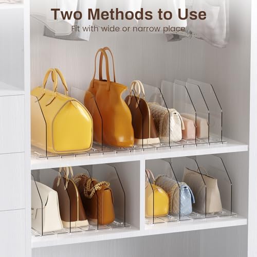 Purse Organizer for Closet, Adjustable Clear Handbag Storage Holder, Acrylic Purse Organizer for Closet Organization, Shelf Divider, Perfect for Bedroom, Living Room, Home - Image 2