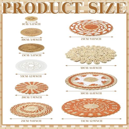 Tatuo 11 Pcs Boho Wall Basket Decor Woven Wall Hanging Art, Delicate - Image 3