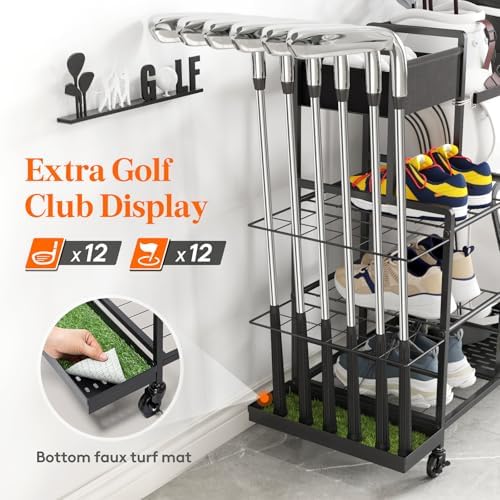Lifewit Golf Bag Organizer with Wheels and Shoe Rack - Image 3