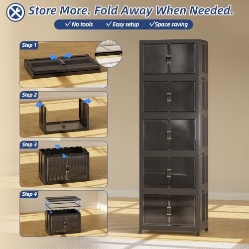 SAILUN Stackable Storage Bins with Lid, 232QT 5 Pack Black - Image 7