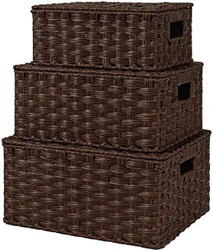 GRANNY SAYS Wicker Baskets with Lids, Decorative Storage Boxes with Lids by GRANNYSAYS