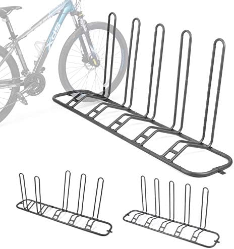 XCSOURCE 5-Bike Floor Parking Rack, Adjustable Dual-Sided Bicycle Storage Stand, Indoor & Outdoor Bike Rack Organizer, Fits Mountain, Road, Kids Bikes with Floor Anchor Brackets (Silver) by XCSOURCEDirect