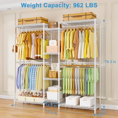 Ulif E4 Clothes Rack, Heavy-Duty Garment Rack Can Be L-Shaped Closet, White - Image 6