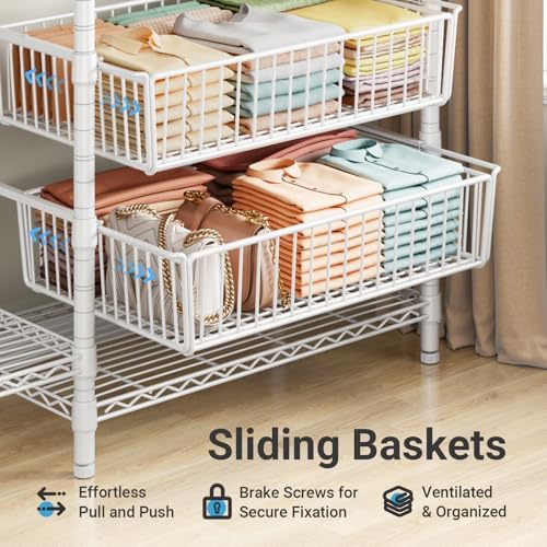 VIPEK V10 Heavy Duty Clothes Rack Wire Garment Rack Cloaet System, White - Image 4