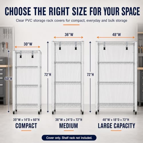 Wire Shelving Cover 48" x 24" x 72" Clear PVC Dustproof Storage Rack Cover - Image 2