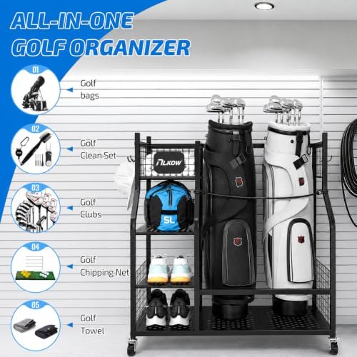 PLKOW Golf Bag Storage for Garage, Golf Equipment Organizer Rack - Image 3