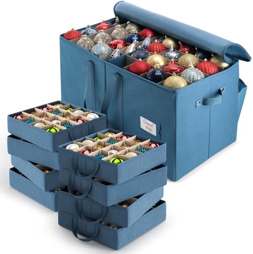 Hearth & Harbor Large Christmas Ornament Storage Box With Adjustable Dividers - Ornament Storage Container For 128 Holiday Ornaments or Decorations - Image 2