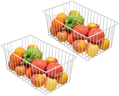 Large Wire Storage Baskets Freezer Organizer Baskets, Farmhouse Metal Wire Baskets Bins, Household Storage Basket with Handles for Kitchen, Cabinets, Pantry, 4 Packs (16" (L) x 9.8 (W) x 7" (H)) - Image 2