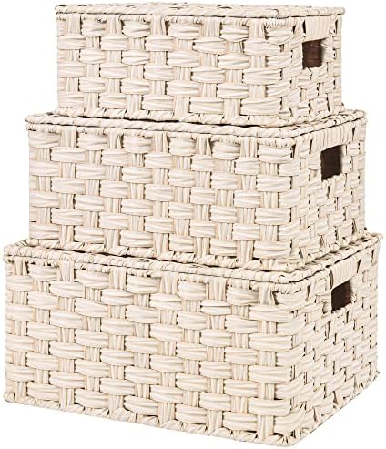 GRANNY SAYS Wicker Baskets with Lids, Woven Storage Basket with Lid by GRANNYSAYS