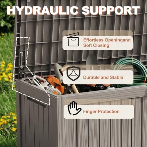 EFU Outdoor Storage Box 210 Gallon Deck Box, Waterproof Resin, Grey - Image 5