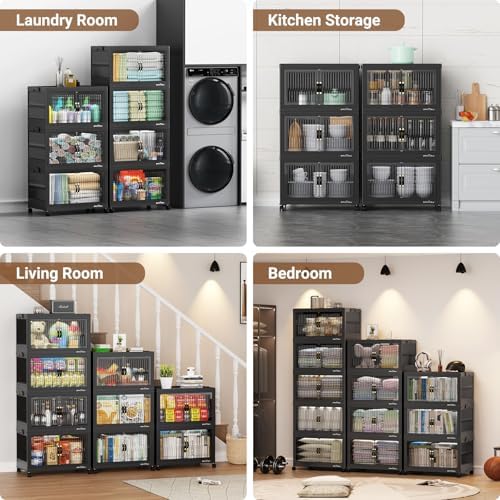 BROVIEW 400Qt Stackable Storage Bins with Lid for Home Dorm, 4Pack Black - Image 6