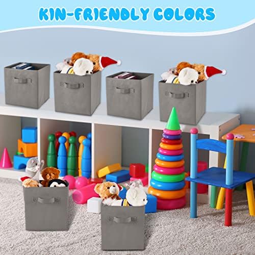 Yinder 4 Pcs Cube Storage Bin Gray 14''x10''x8'' Storage Cubes - Image 3