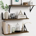 Forbena 24 Inch Long Floating Shelves for Wall Set of 3, Wooden Wall Bookshelf for Bedroom, Large Rustic Wood Hanging Book Shelves for Living Room Plants Kitchen Office Closet Storage (Dark Brown) by Forbena