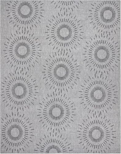 Gertmenian Indoor/Outdoor Flatweave Area Rug - 5x7 Standard, Stain & UV Resistant, Ideal for High Traffic Areas in Deck, Patio, Mudroom - Geometric, Gray, 32453 by Gertmenian