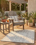 Rugs.com - Outdoor Aztec Rug – 2' x 3' 1 Light Gray Indoor/Outdoor Rug – Weather Resistant Flatweave for Patios, Decks, and Porches by Rugscom