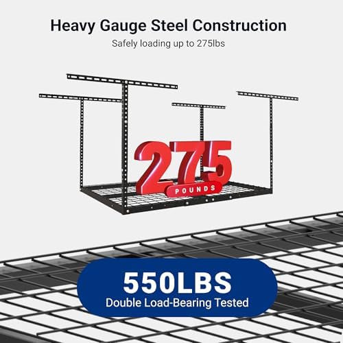 FLEXIMOUNTS 3x4 Overhead Garage Ceiling Storage Rack Organization, Black - Image 4