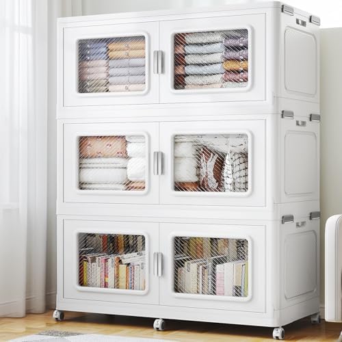 BROVIEW 900 Qt Extra Large Stackable Storage Bin with 1 Lid, 3 Pack White by BROVIEW-EnjoytheArtofLife
