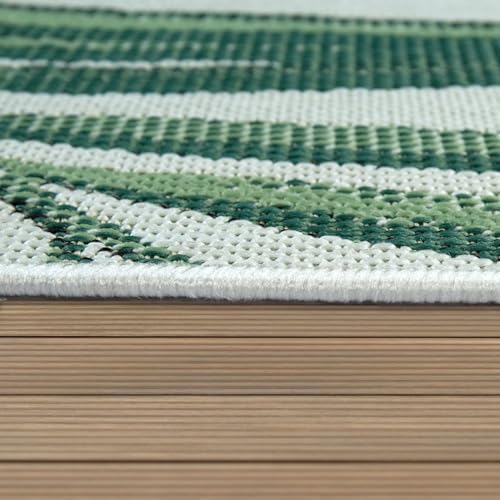 Paco Home Outdoor Rug Green Beige with Palm Leaf Pattern for Patio Flat Weave, Size: 7'10" x 11'2" - Image 3