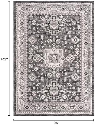 Rugs.com Outdoor Aztec Collection Rug – 8' x 11' Charcoal Gray Flatweave Rug Perfect for Living Rooms, Large Dining Rooms, Open Floorplans - Image 2