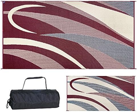 Stylish Camping GB5 Burgundy/Black/White 8' x 16' Graphic Mat by StylishCamping