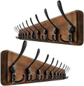 WEBI Coat Rack Wall Mount,38 9/16" Long,10 Hooks,Wood Coat Hooks Wall Mounted Coat Hanger Wall Hook Rack,Triple Hooks for Hanging Coats,Clothes,Jacket,Brown,2 Packs by WEBI