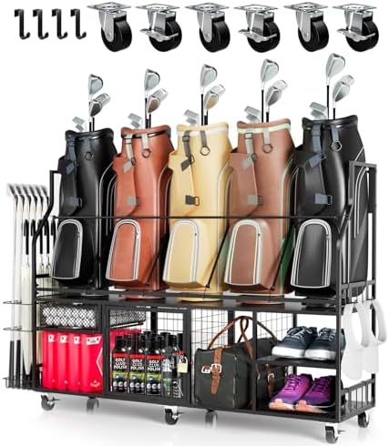 Golf Storage Organizer for Bags, Extra Large Golf Club Racks for Garage Golf Bag Stand Holder for Golf Equipment Accessories by LhysnWeareprofessionalracksellerwith20yearsofexperience