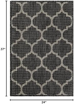 Unique Loom Outdoor Trellis Collection Area Rug - Trellis (Rectangular 2' 0" x 3' 1", Black/ Ivory) - Image 2