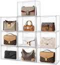 HBlife Purse Storage Organizer for Closet, Clear Stackable Handbag Display Case Box with Magnetic Door for Collectibles, Cosmetics, Women Heels and Toys, Large, 10 Pack by HBlife