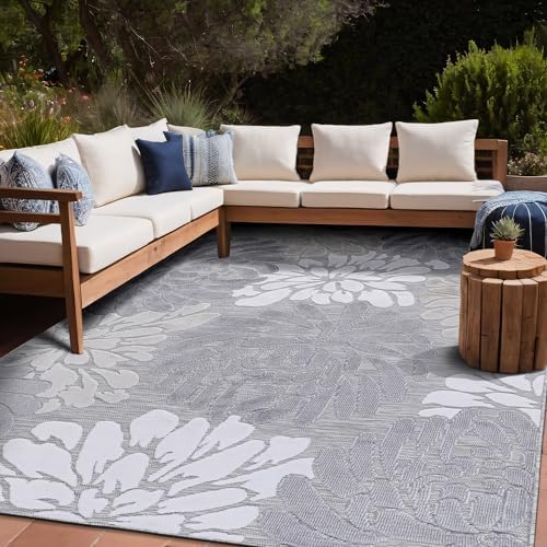 Luul Home Floral Indoor Outdoor Rugs 5x7 Large Area Rug for Living Room, Patio Decor, Kitchen, and Entryway Rug, Washable Stain Resistant Outside Carpet Beige 5 x 7 - Image 7