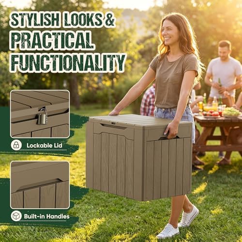 Devoko 29 Gallon Deck Box, Waterproof Resin Outdoor Storage Box - Image 2