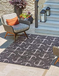 Unique Loom Outdoor Coastal Collection Area Rug - Ahoy (3' 3" x 5' 3" Rectangle, Charcoal/Ivory) by UniqueLoom
