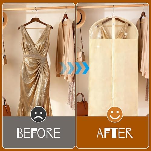4 Pack 24 x 60 Inches Cotton Garment Bags for Hanging Clothes - Image 4