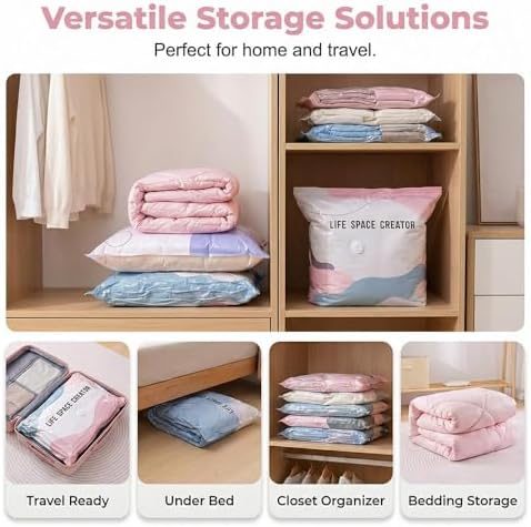 No-Pump Vacuum Storage Bags, Cube Compression Space Saver Bags, Large 3D Storage Compression Bags for Clothes, Comforters, Blankets, Bedding and Seasonal Clothing,（19.6 x 27.5）5 Pack - Image 4