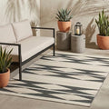 Fab Habitat Outdoor Rug - Waterproof, Fade Resistant, Crease-Free - Premium Recycled Plastic - Geometric Tribal - Patio, Deck, Porch, Balcony, Laundry Room - Cairo - Natural & Black - 4 x 6 ft by FabHabitat
