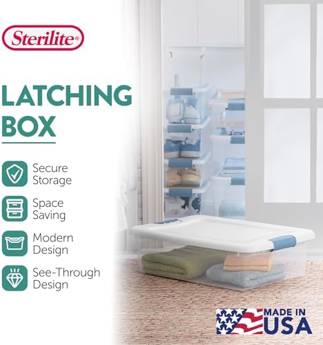 Sterilite Latching Box with Lids for Home and Office, 32 Quart, 6-Pack - Image 3