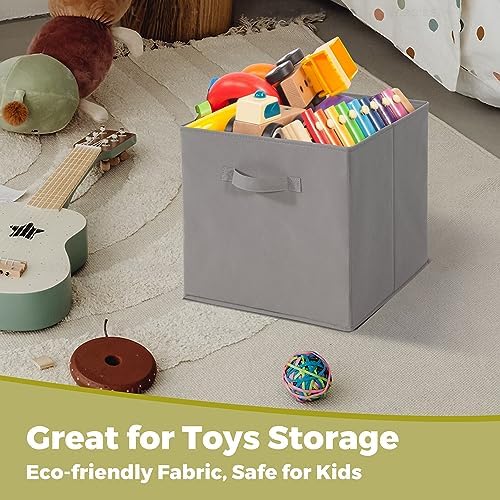 11x11 Storage Bins, Set of 10 Storage Cubes, Collapsible Cube Storage Bins, Fabric Closet Organizers with Handles for Home, Office, Closet Shelf Cabinet, Bookcase, Grey - Image 7