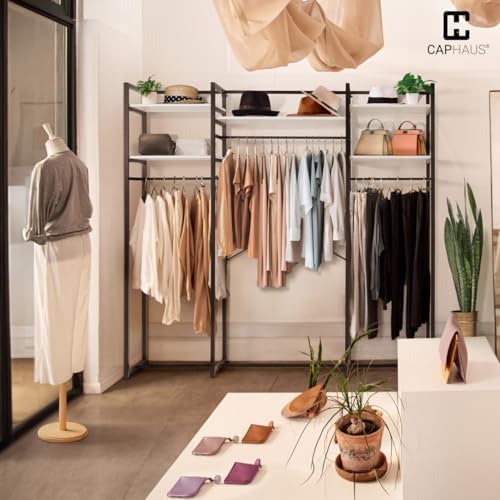 CAPHAUS 913lbs Capacity Heavy Duty Clothing Rack, 75" W Metal Garment Rack with Drawers Hanging Rods and Wood Shelves, Freestanding Closet Organizer, White Board - Image 7