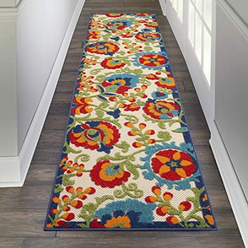 Nourison Home Aloha Multicolor 2'3" x 8' Area Rug - Easy Clean, Non Shedding, Bed Room, Living Room, Dining Room, Kitchen (8' Runner) by NourisonHome