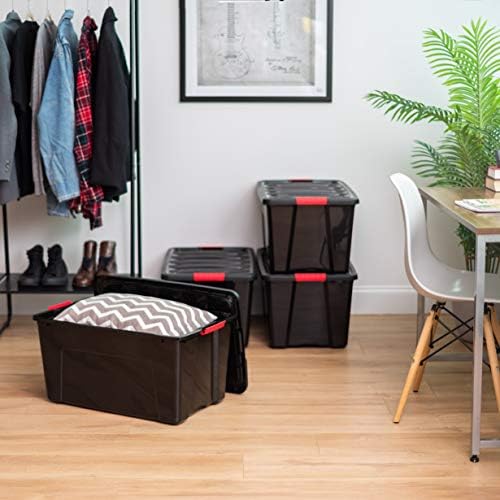 IRIS USA 4-Pack 72 Quart Storage Bins with Lids, Black - Image 4
