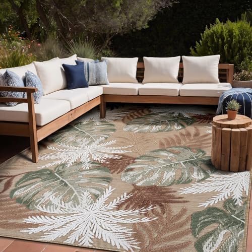 Luul Home Floral Indoor Outdoor Rugs 6x9 Large Area Rug for Living Room, Patio Decor, Kitchen, and Entryway Rug, Washable Stain Resistant Outside Carpet Beige 6 x 9 - Image 7