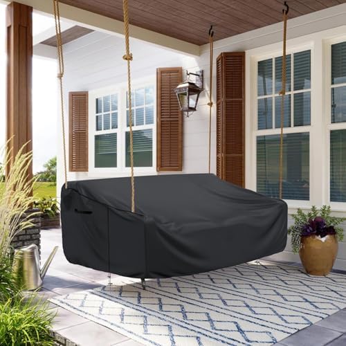 Porch Swing Cover Waterproof Outdoor Hanging Swing Cover Tear resistant All WeatherProof Patio Furniture Covers (Black, 85x45x(32-24)inch) (63x28x(32-24)Inch) - Image 6