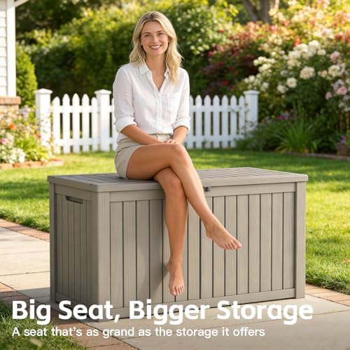 Mars Villa Deck Box, Outdoor Storage Box Waterproof, 180 Gallon, Grey - Image 3